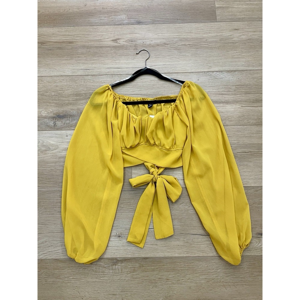 Windsor Poolside Priority Tie Front Crop Top Yellow Size S NWT